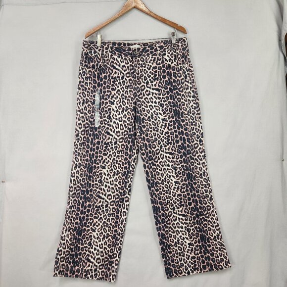 Pacsun Wide Leg Baggy Leopard Print Denim Pants Women's 31 Pacific Sunwear New - Picture 1 of 9